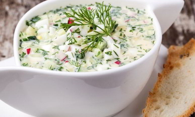 Рецепт окрошки с кефиром, чесноком и сахаром