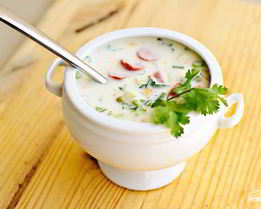 Окрошка с сосисками