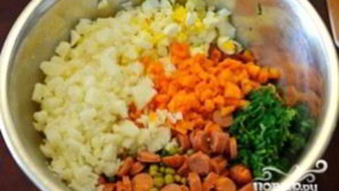 окрошка с сосисками