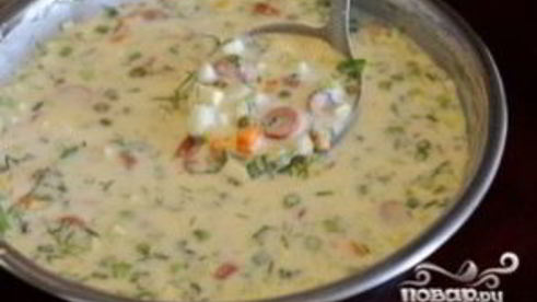 окрошка с сосисками