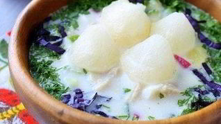 Окрошка с таном и ледяным квасом