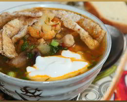 Овощной суп с белково-кунжутным омлетом