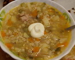 Рассольник на курином бульоне из мультиварки