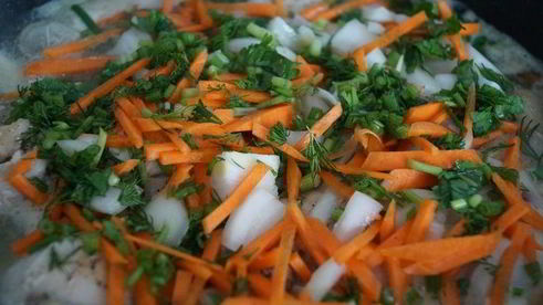 рассольник на курином бульоне из мультиварки