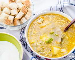 Рассольник на курином бульоне