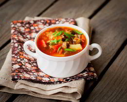 Рассольник с курицей и грибами