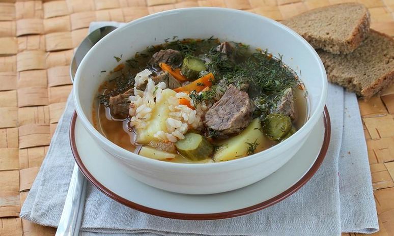 Рецепт рассольника с нешлифованным рисом