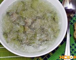 Рассольник с перловкой и куриными сердечками