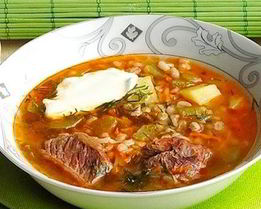 Рассольник с перловкой