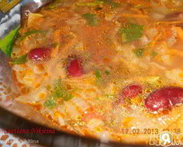 Постные щи с фасолью