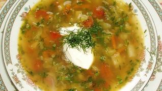 Щи помидорно-укропные