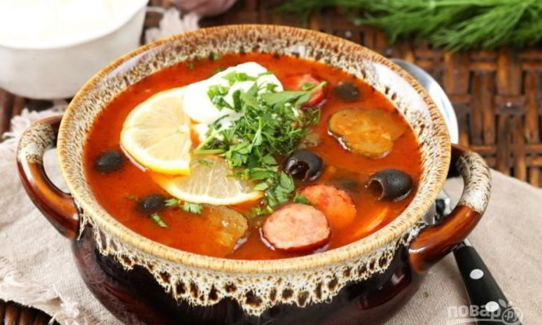Рецепт солянки с копченой колбасой