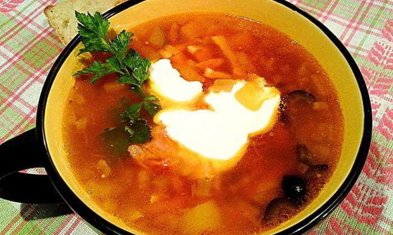 Рецепт солянки с печеным перцем