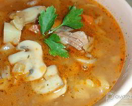 Суп-солянка с грибами и капустой