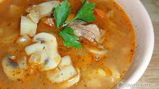 Суп-солянка с грибами и капустой