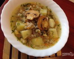Суп грибной с перловкой