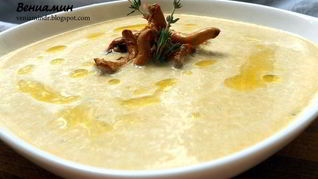 Чечевичный суп-пюре с лисичками