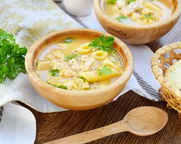 Куриный суп-пюре с макаронами