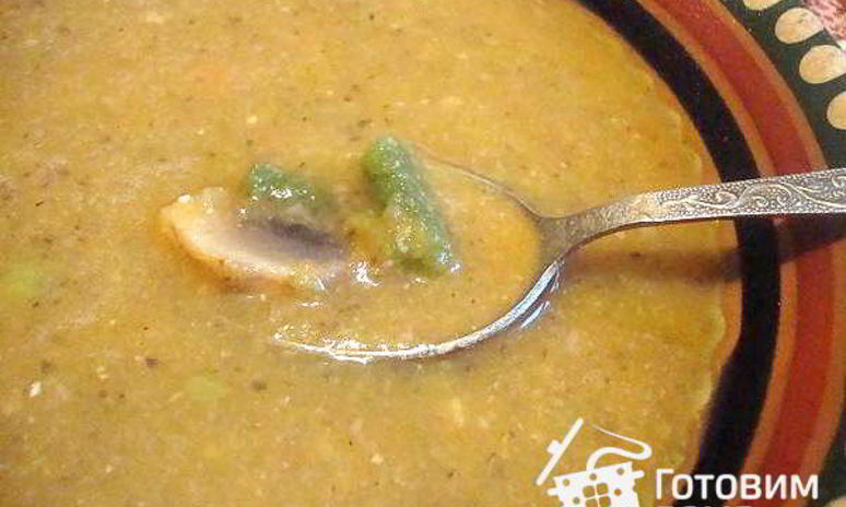 Рецепт супа-пюре с овощами и грибами без масла
