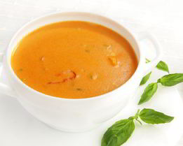 Томатный суп-пюре с креветками