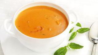 Томатный суп-пюре с креветками