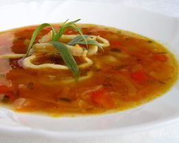Суп с кальмарами и эстрагоном