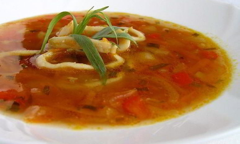 Рецепт супа с кальмарами и эстрагоном