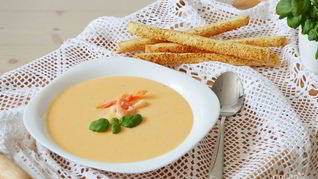 Сырный крем-суп с креветками