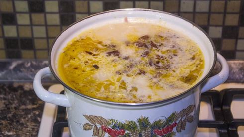 сырный суп с копченой курицей