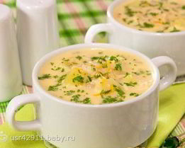 Сырный суп с курицей и грибами