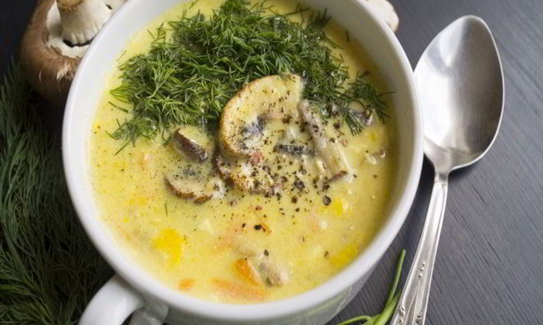 Рецепт сырного супа со свежими грибами