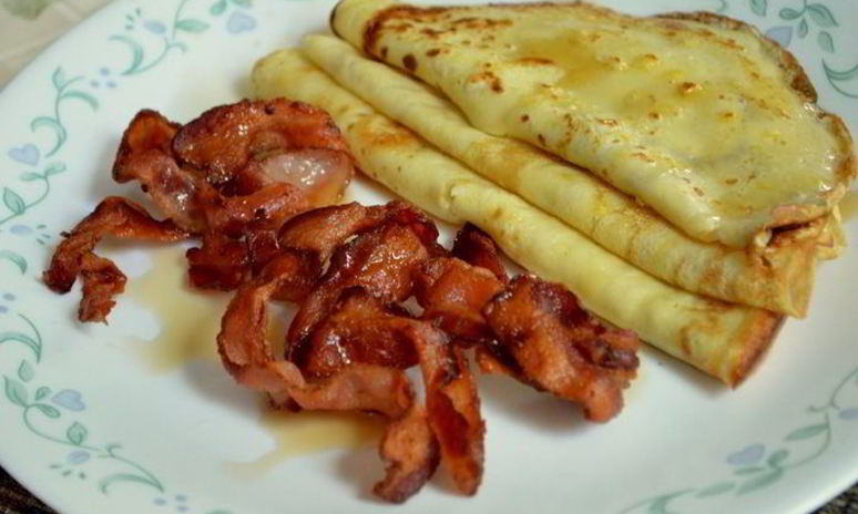 Рецепт блинчиков с беконом