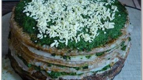 блинный торт, блины с мясом, сладкие блины