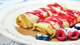 Блины на сыворотке с творогом