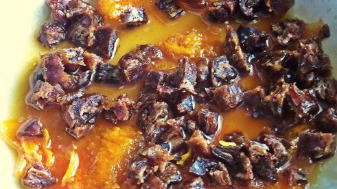 блины с кокосом под апельсиновым соусом