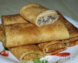 Блины с курицей и грибами