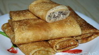 Блины с курицей и грибами