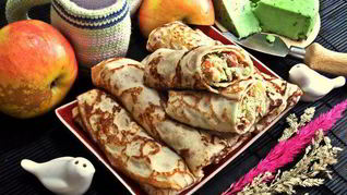 Блины с сырно-рыбной начинкой