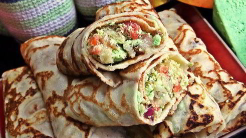 блины с сырно-рыбной начинкой