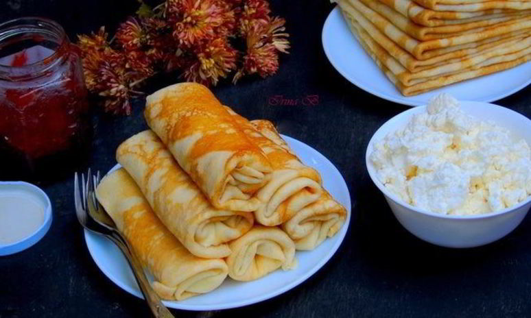 Рецепт блинов с творогом