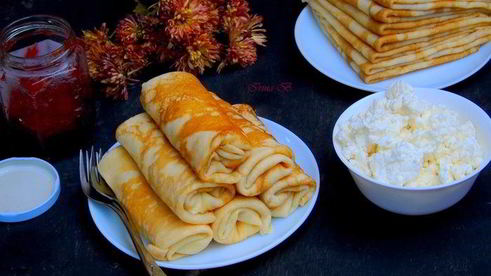 блины с творогом