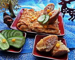 Блины с ветчиной, запеченные под сыром