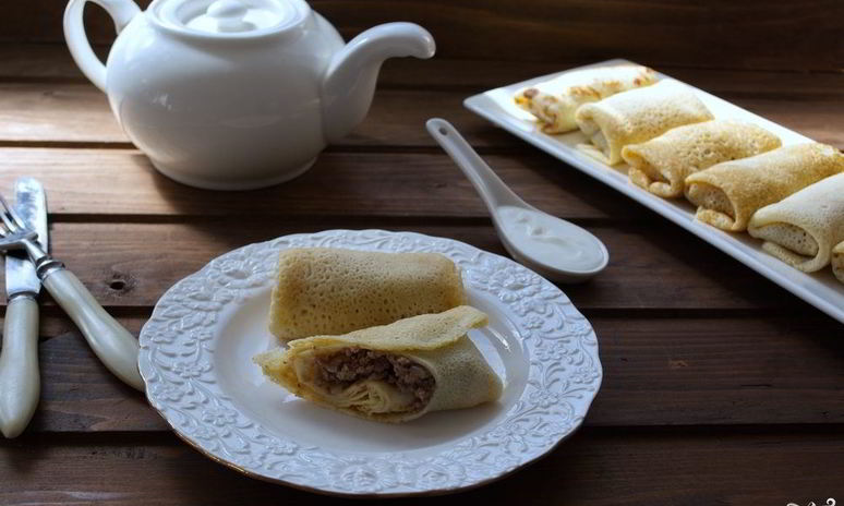 Рецепт фаршированных блинов с мясом