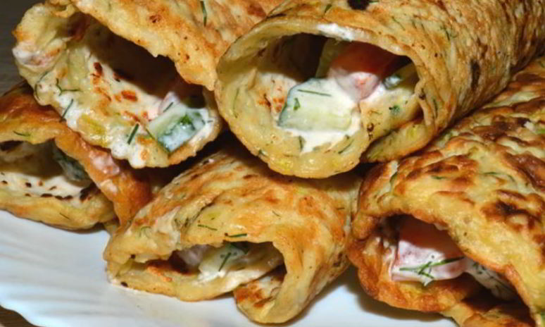 Рецепт кабачковых блинов с начинкой