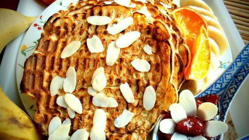 миндальные блинчики на вафельнице