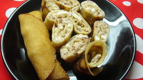 новогодние блинчики с салатом