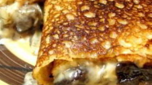 вкусные блинчики с грибами и сыром