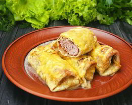 Яичные блинчики с фаршем