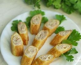 Яичные блинчики с мясом