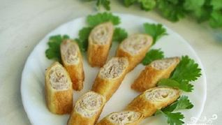 Яичные блинчики с мясом